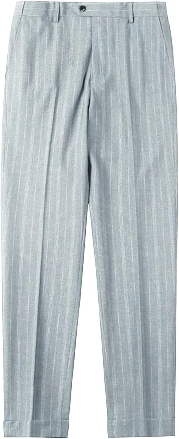Men's Classic Athletic Pants Slim Fit Business Dress Pants Chino Pant Flat Front Straight Fit Suit Pant (34,Grey)