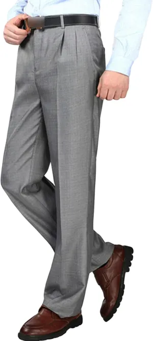 Men's Classic Fit Flat Front Dress Pants Skinny Casual Business Chino Pants Stretch Slim Fit Skinny Suit Pants (32,Grey 2)