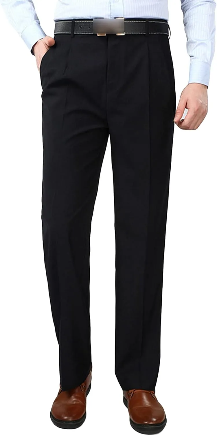Men's Classic Fit Flat Front Dress Pants Skinny Casual Business Chino Pants Stretch Slim Fit Skinny Suit Pants (40,Dark Blue)