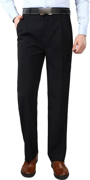 Men's Classic Fit Flat Front Dress Pants Skinny Casual Business Chino Pants Stretch Slim Fit Skinny Suit Pants (40,Dark Blue)