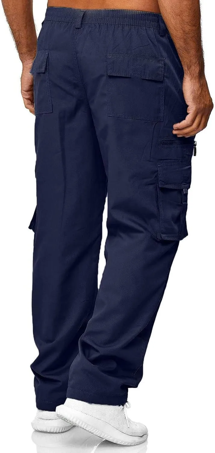 Men's Corduroy Cargo Pants, Baggy Sweatpants, Casual Hip Hop Pants Loose Fit Elastic Waist Drawstring Trousers