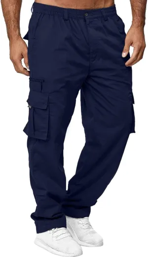Men's Corduroy Cargo Pants, Baggy Sweatpants, Casual Hip Hop Pants Loose Fit Elastic Waist Drawstring Trousers