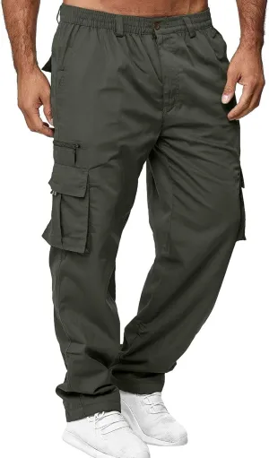 Men's Corduroy Cargo Pants, Baggy Sweatpants, Casual Hip Hop Pants Loose Fit Elastic Waist Drawstring Trousers