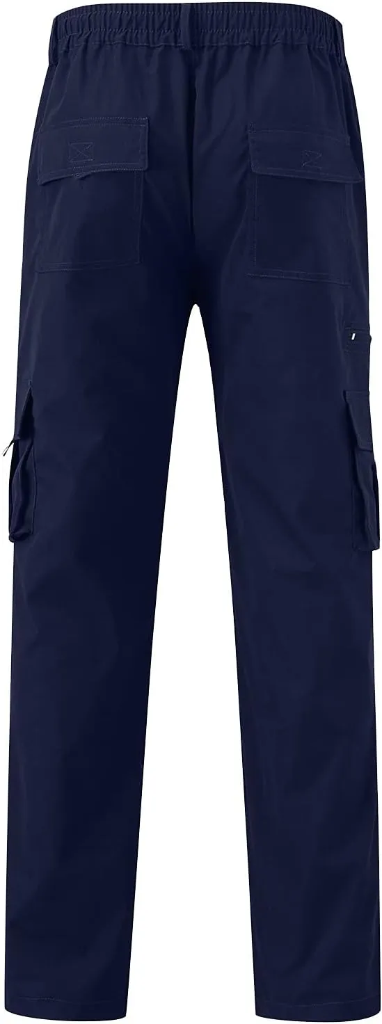 Men's Corduroy Cargo Pants, Baggy Sweatpants, Casual Hip Hop Pants Loose Fit Elastic Waist Drawstring Trousers