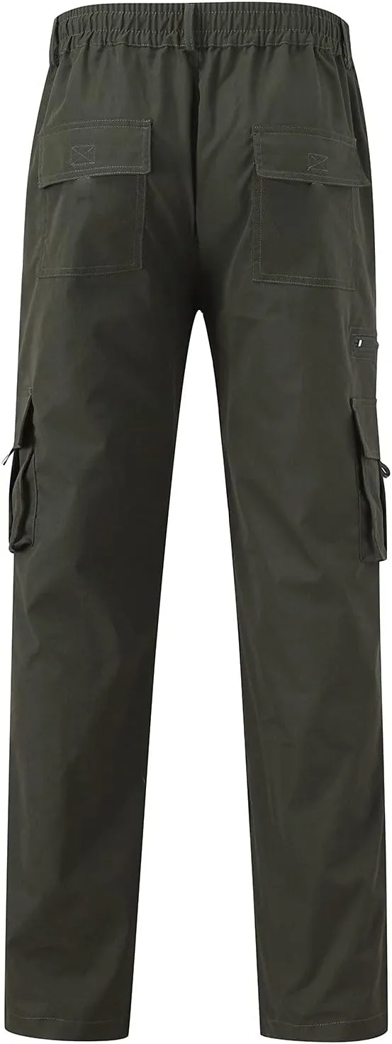 Men's Corduroy Cargo Pants, Baggy Sweatpants, Casual Hip Hop Pants Loose Fit Elastic Waist Drawstring Trousers