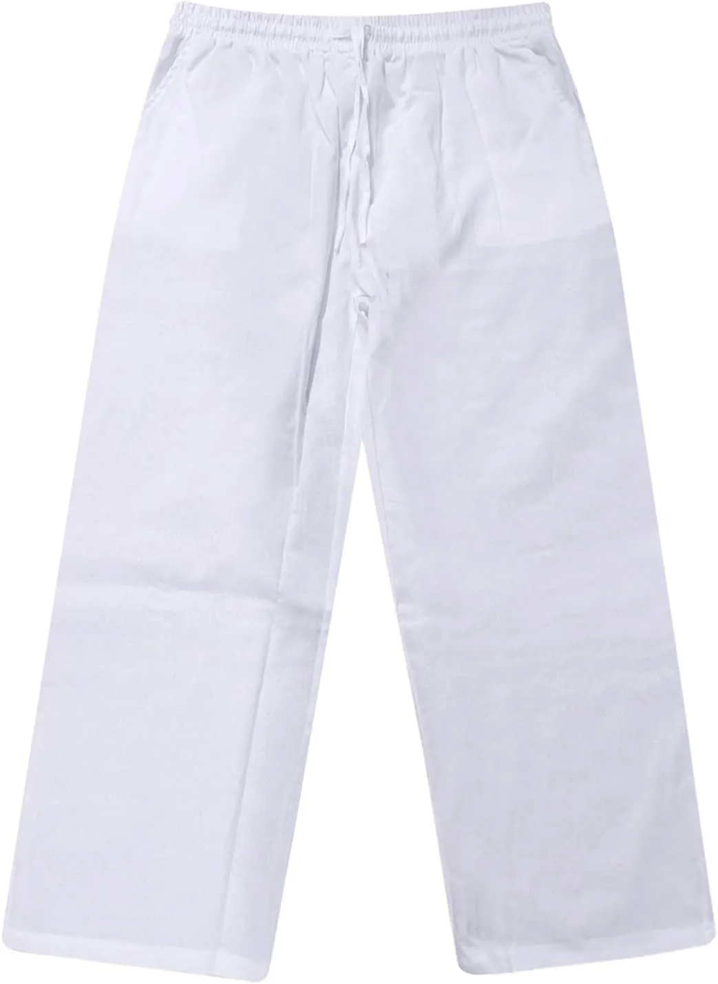 Men's Cotton Linen Pants Elastic Casual Drawstring Pant with Pockets Summer Beach Pants for Men Baggy Trousers