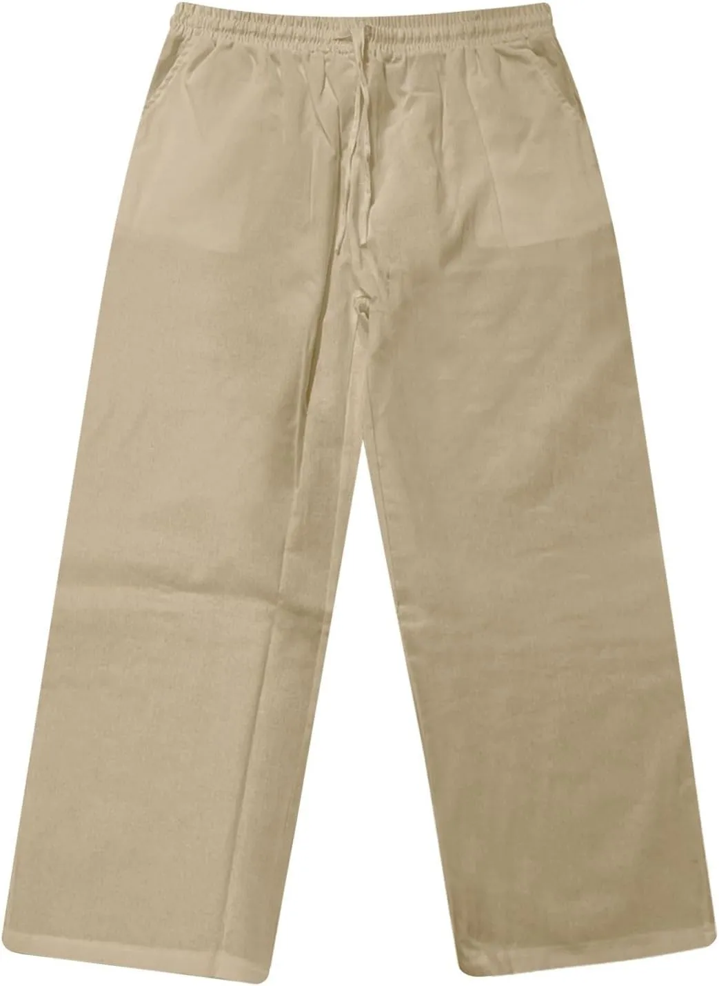 Men's Cotton Linen Pants Elastic Casual Drawstring Pant with Pockets Summer Beach Pants for Men Baggy Trousers