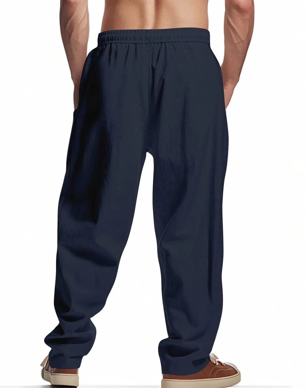 Men's Drawstring Multi Pocket Casual Cargo Pants Hiking Cotton Pants