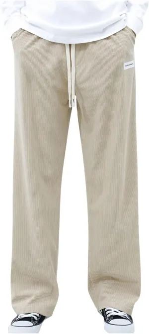 Men's Elastic Waist Casual Pants, Corduroy Baggy Quick Dry Lightweight Athletic Outdoor Hiking Sweatpants with Pockets
