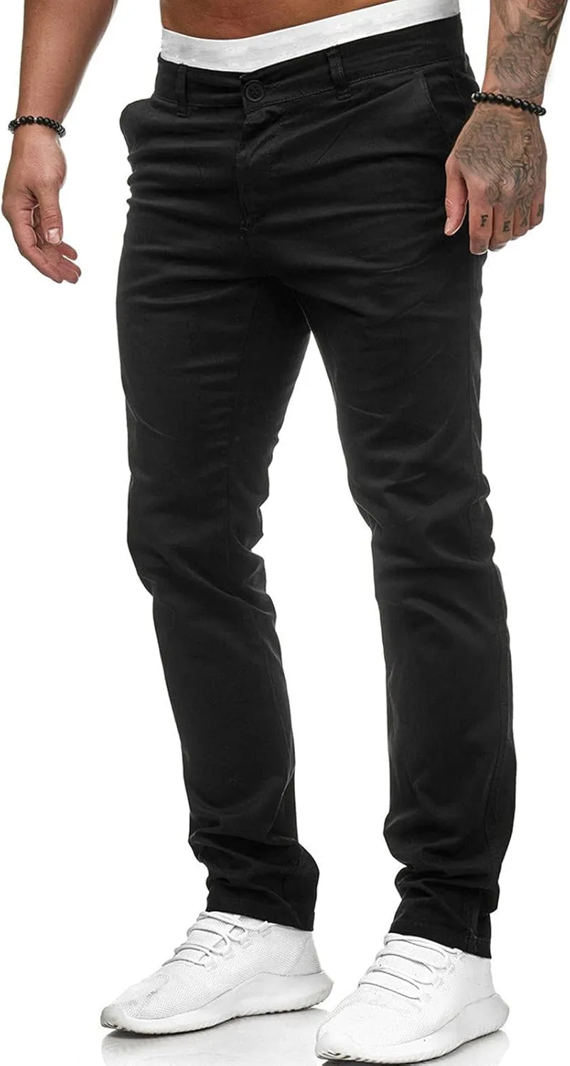 Mens Fashion Joggers Solid Color Trousers Casual Cotton Cargo Pants Loose Fit Hiking Pants Gym Sweatpants Overalls
