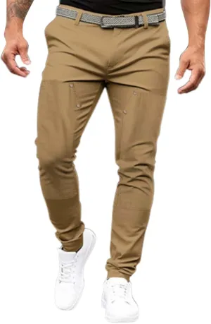Men's Fleece Cargo Sweatpants Straight Leg Button Fly Joggers Sweatpants Loose Fit Tech Athletic Workout Gym Pants