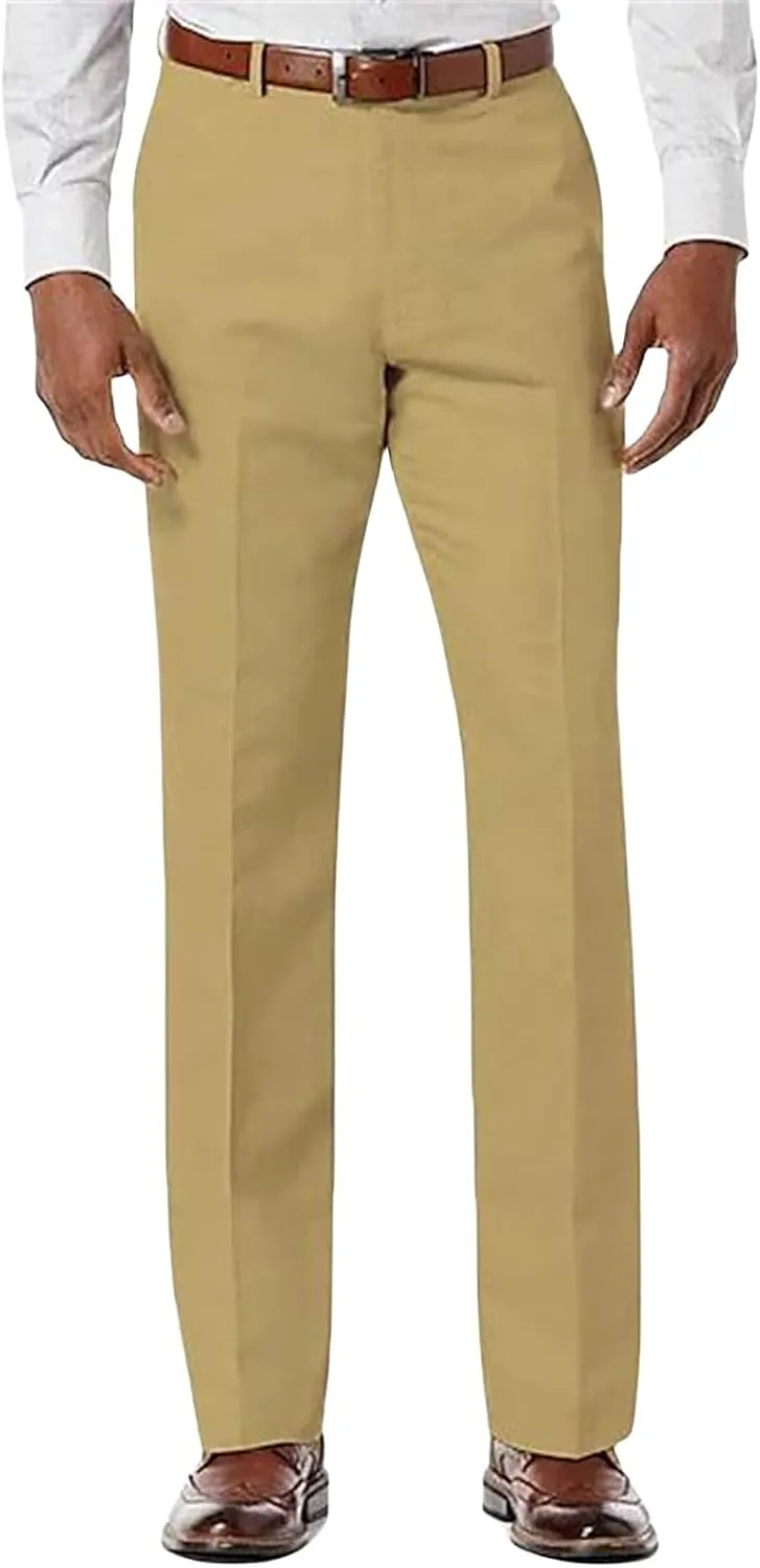 Mens Front Flat Casual Dress Pants Slim Fit Suit Pants Comfy Classic Stretch Chino Pants Business Work Trousers for Men