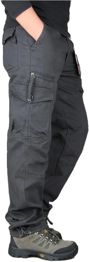 Men's Hiking Cargo Pants Combat Work Tactical Pants Casual Ripstop Trousers Straight Slim Fit Trousers with Pockets