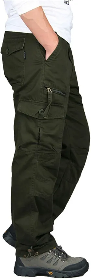 Men's Hiking Cargo Pants Combat Work Tactical Pants Casual Ripstop Trousers Straight Slim Fit Trousers with Pockets