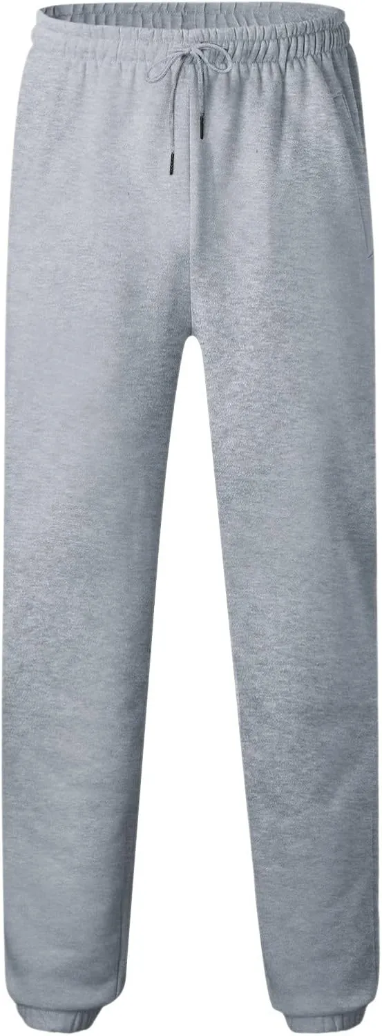 Men's Joggers Heavyweight Cargo Fleece Sweatpants Stretch Elastic Waist Trousers Drawstring Loose Pants with Pockets