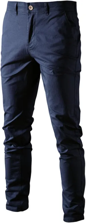 Men's Slim Fit Chinos Pants Comfort Stretch Cotton Trousers Casual Solid Flat Front Skinny Twill Dress Pants