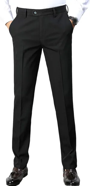 Men's Slim-Fit Flat-Front Dress Pant Classic-Fit Expandable-Waist Chino Pant Comfort Cotton Stretch Pants