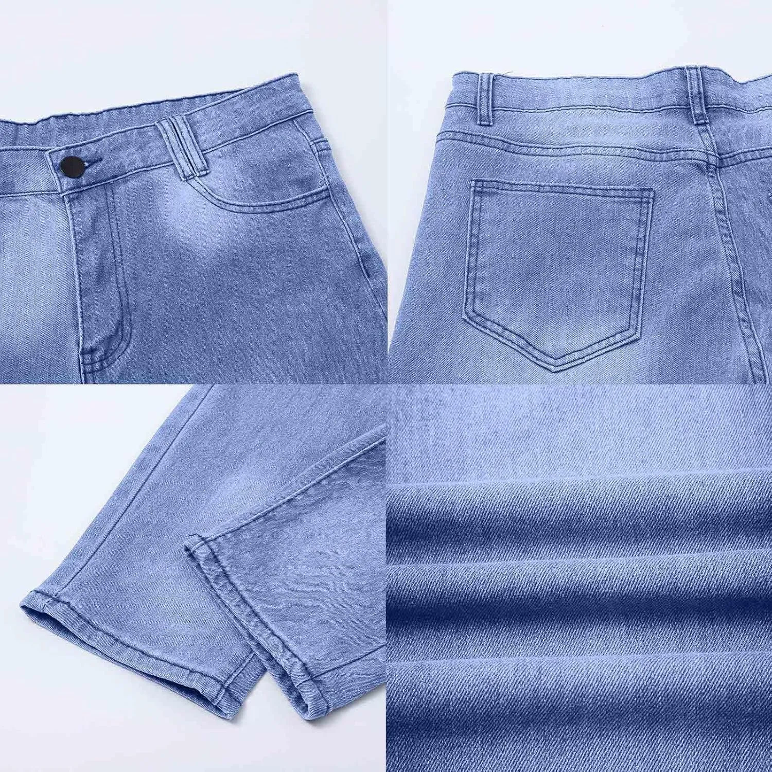 Mens Slim Fit Skinny Denim Pants Straight Leg Vintage Distressed Casual Jeans Classic Biker Jean Outdoor Streetwear Trousers