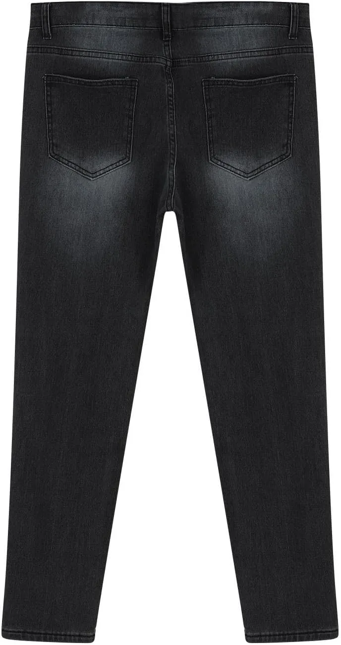 Mens Slim Fit Skinny Denim Pants Straight Leg Vintage Distressed Casual Jeans Classic Biker Jean Outdoor Streetwear Trousers