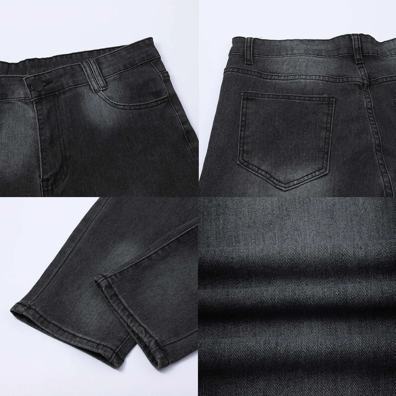 Mens Slim Fit Skinny Denim Pants Straight Leg Vintage Distressed Casual Jeans Classic Biker Jean Outdoor Streetwear Trousers
