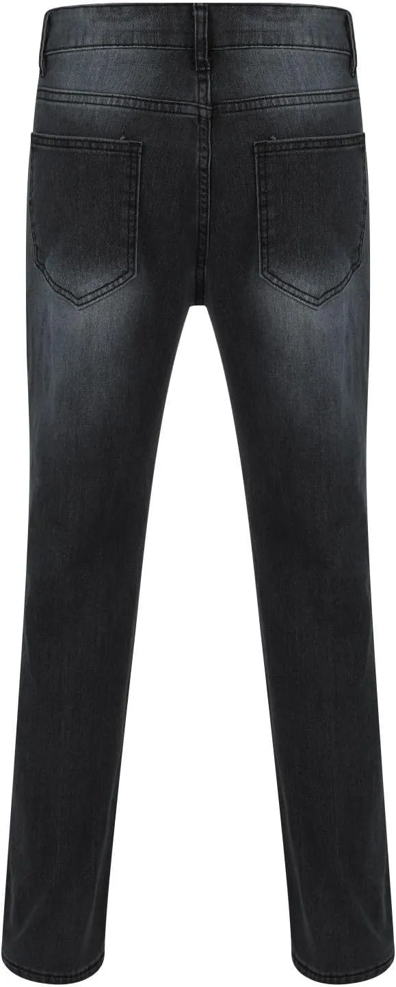 Mens Slim Fit Skinny Denim Pants Straight Leg Vintage Distressed Casual Jeans Classic Biker Jean Outdoor Streetwear Trousers