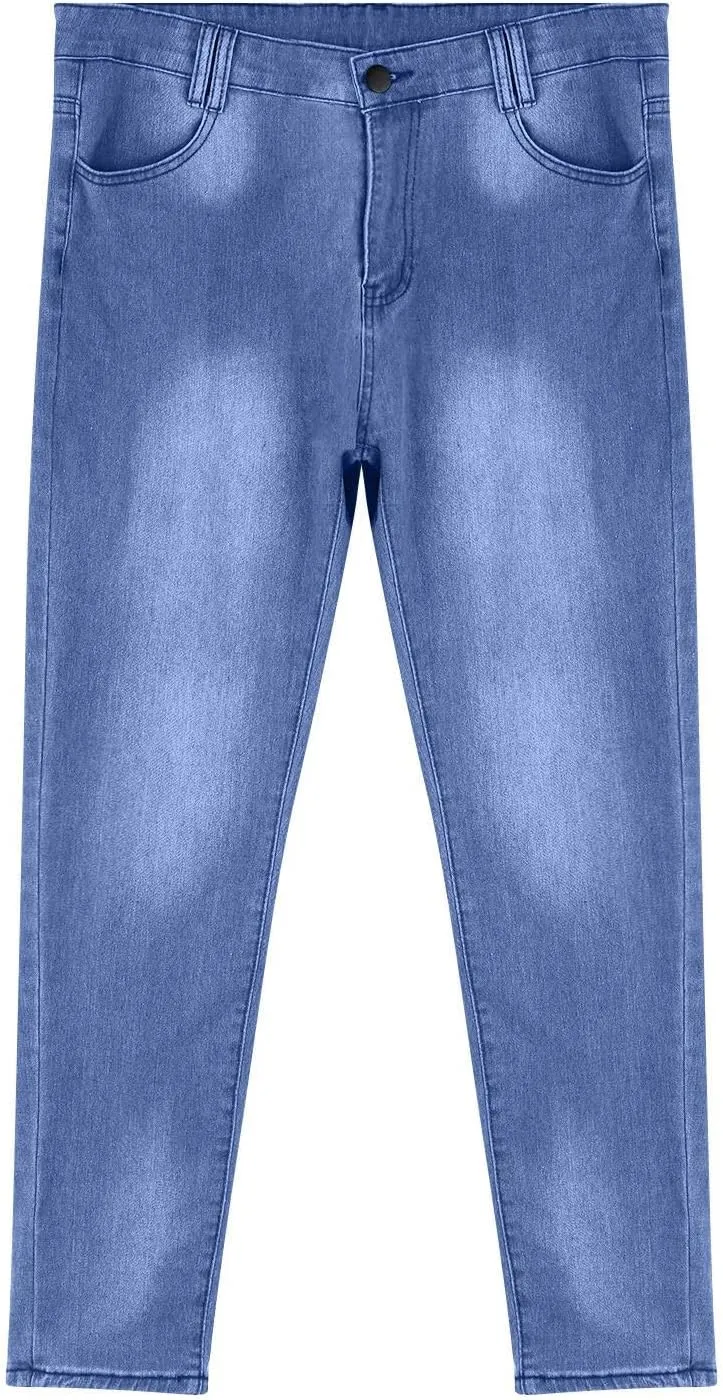 Mens Slim Fit Skinny Denim Pants Straight Leg Vintage Distressed Casual Jeans Classic Biker Jean Outdoor Streetwear Trousers