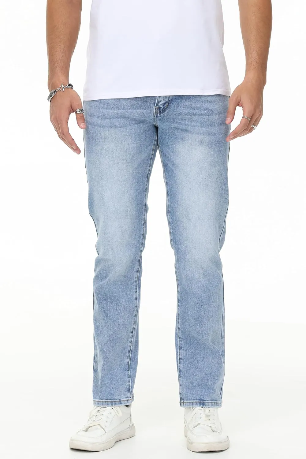Men's Stretch Regular Fit Straight-Leg Cotton Fashion Comfort Flex Waist Denim Pants Jeans