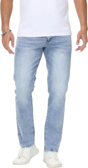 Men's Stretch Regular Fit Straight-Leg Cotton Fashion Comfort Flex Waist Denim Pants Jeans