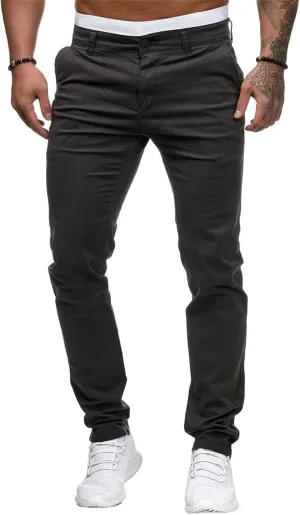 Mens Sweatpants Chinos Pants Men Slim Fit Stretch Casual Lightweight Pants Mid Waist Trousers Classic Slacks Elastic