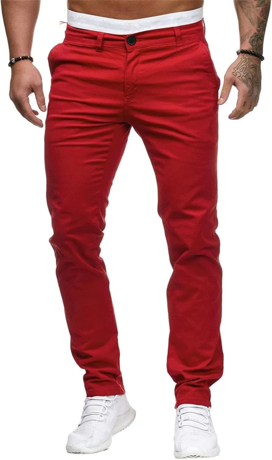 Mens Sweatpants Chinos Pants Men Slim Fit Stretch Casual Lightweight Pants Mid Waist Trousers Classic Slacks Elastic