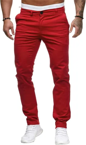 Mens Sweatpants Chinos Pants Men Slim Fit Stretch Casual Lightweight Pants Mid Waist Trousers Classic Slacks Elastic