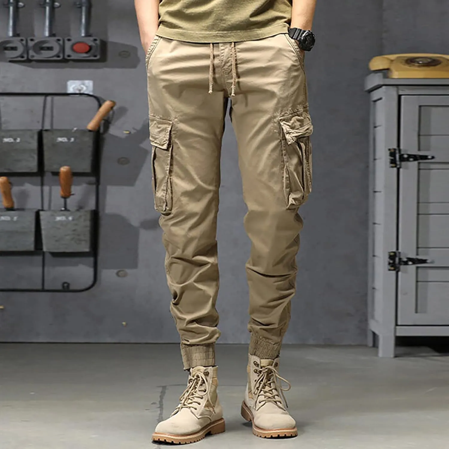 Mens Sweatpants with Pockets Big and Tall Mens Long Pants Joggers for Men Cargo Athletic Casual Cargo Pants Military