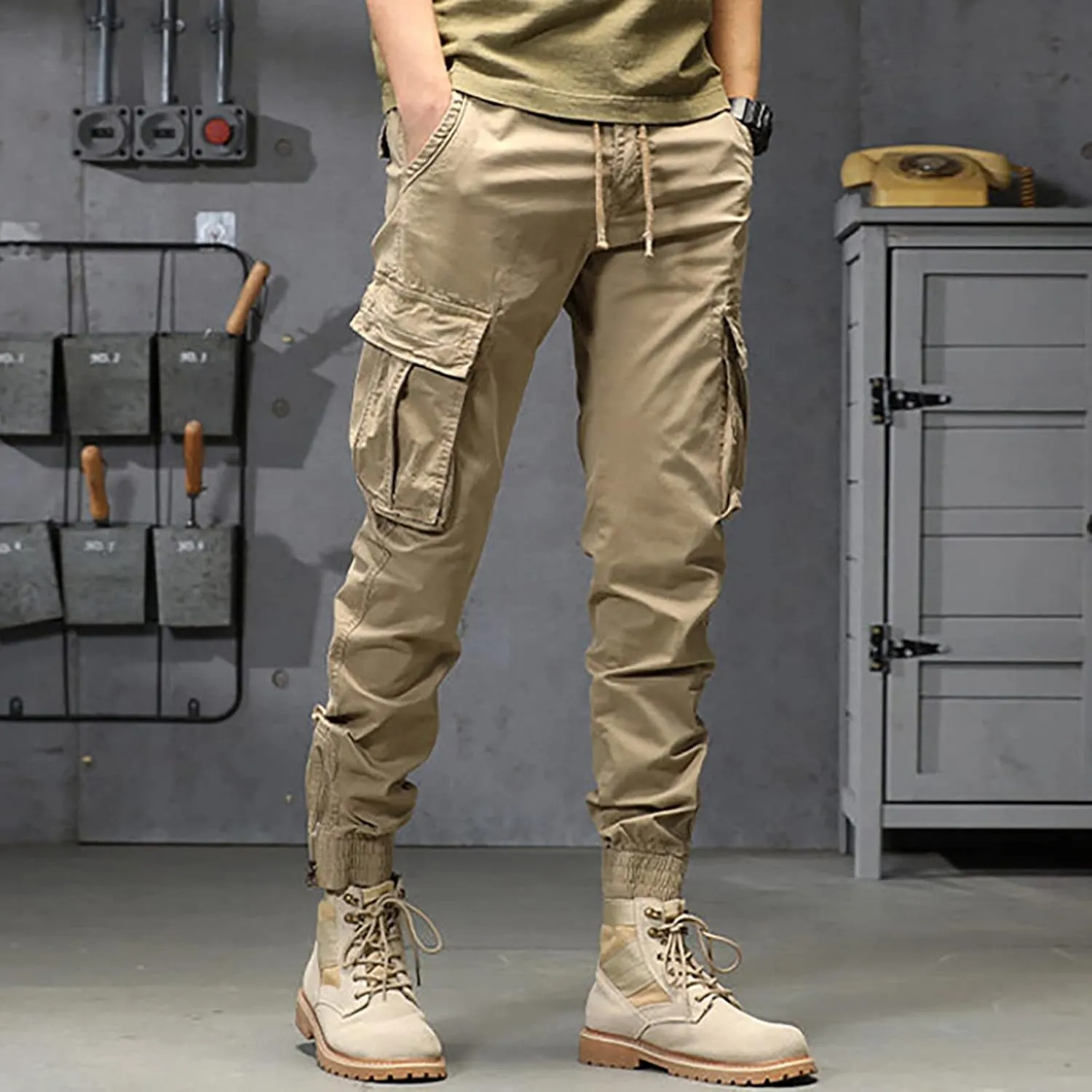 Mens Sweatpants with Pockets Big and Tall Mens Long Pants Joggers for Men Cargo Athletic Casual Cargo Pants Military