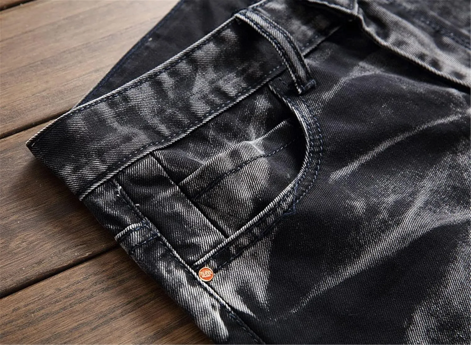 Men's Tie-Dyed Slim Jeans Distressed Mid Waist Stylish Denim Patns Comfort Washed Fashion Cool Jean Trousers