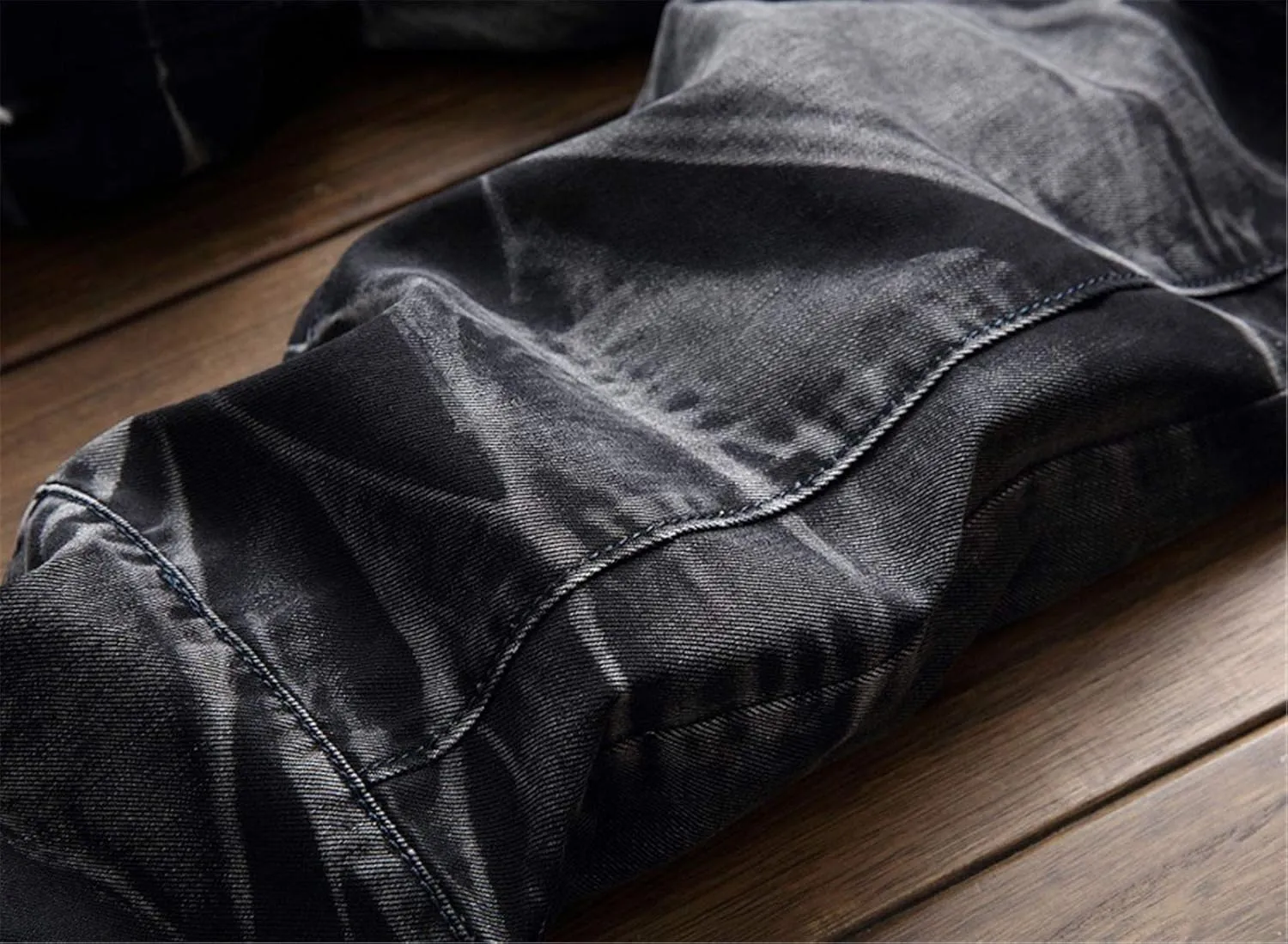 Men's Tie-Dyed Slim Jeans Distressed Mid Waist Stylish Denim Patns Comfort Washed Fashion Cool Jean Trousers