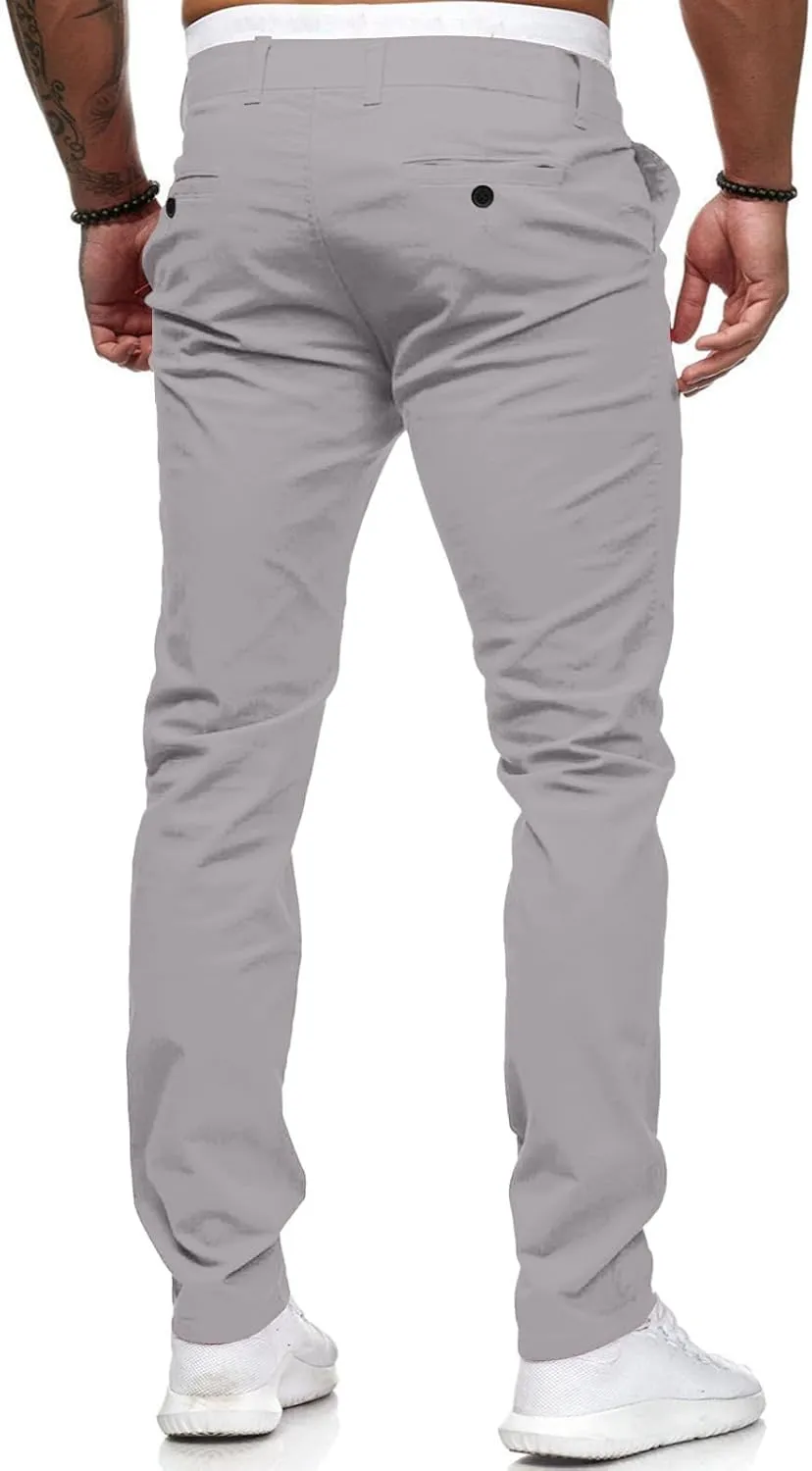 Men's Waterproof Hiking Pants Slim Fit Joggers Stretch Quick Dry Outdoor Pants with Pockets Skinny Buttoned Trousers