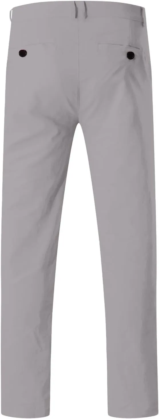 Men's Waterproof Hiking Pants Slim Fit Joggers Stretch Quick Dry Outdoor Pants with Pockets Skinny Buttoned Trousers