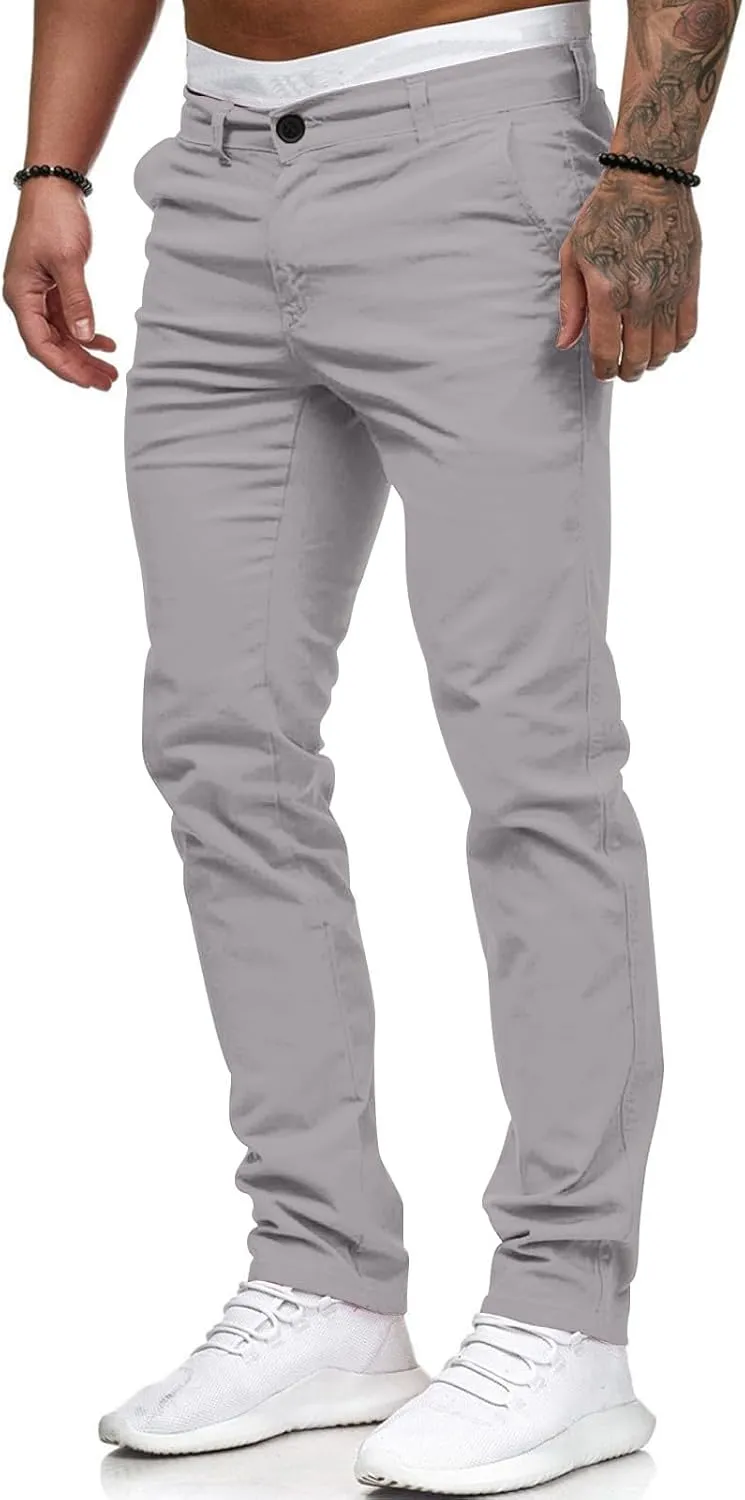 Men's Waterproof Hiking Pants Slim Fit Joggers Stretch Quick Dry Outdoor Pants with Pockets Skinny Buttoned Trousers