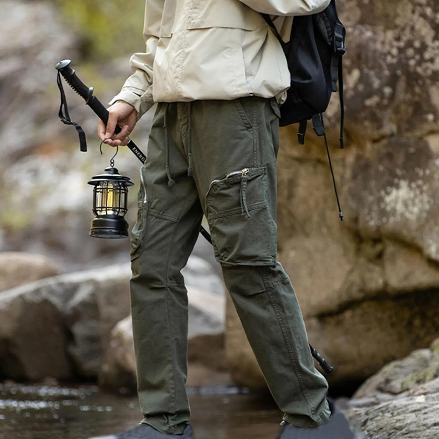 Mens Work Pants Casual Elastic Waist Spring Trendy 2025 Athletic Pants with Pocket Outdoor Tactical Hiking Pants