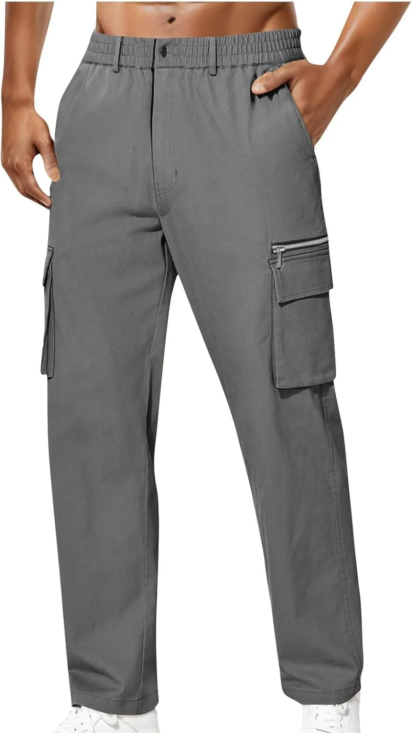 Mens Work Pants Casual Regular Fit Lightweight Stretch Chino Pant Straight Leg Golf Outdoor Cargo Pants Trousers
