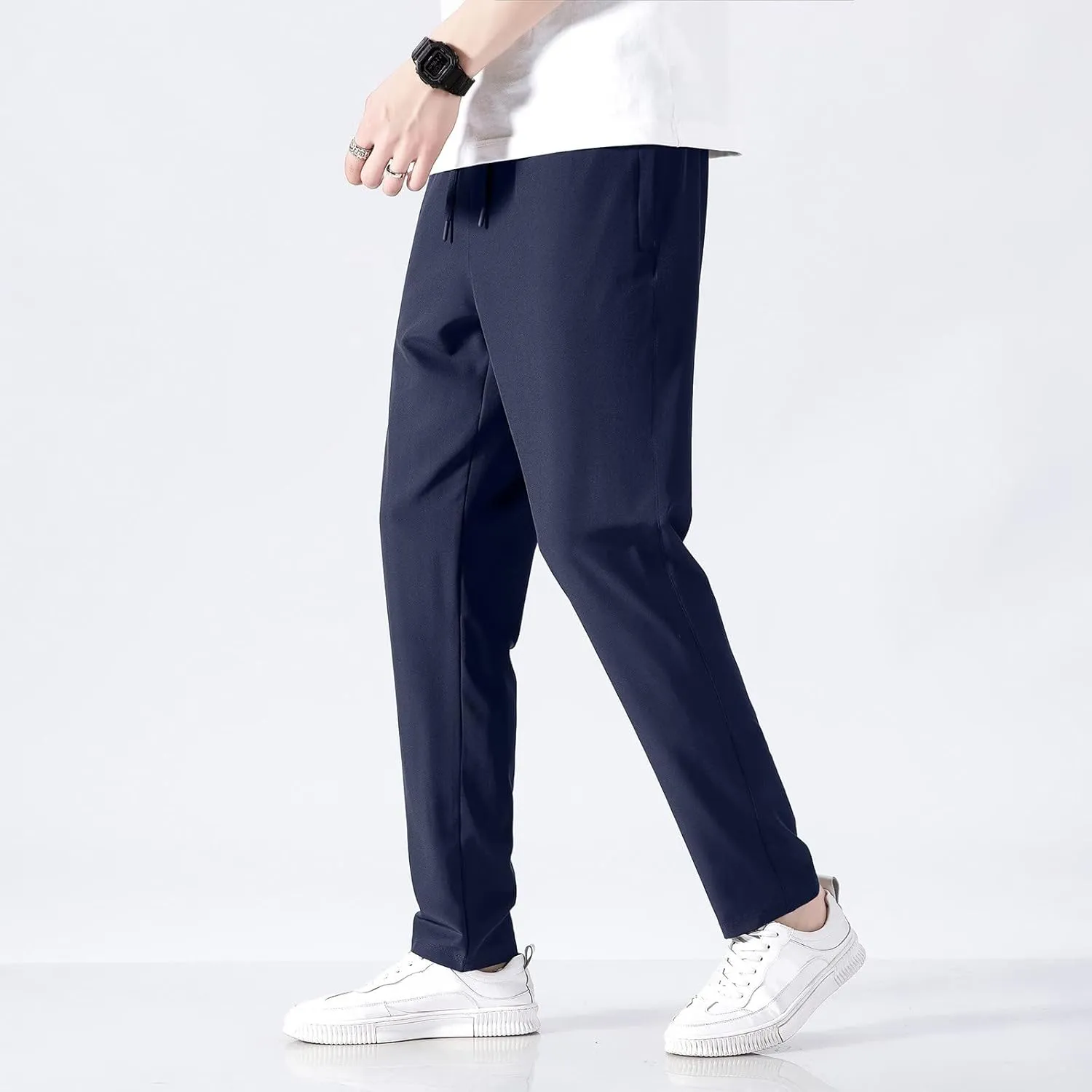 MIDOO Cargo Pants for Men Casual Drawstring Elastic Waist Sweatpants Regular Jogger Pants Loose Workout Trousers Pockets