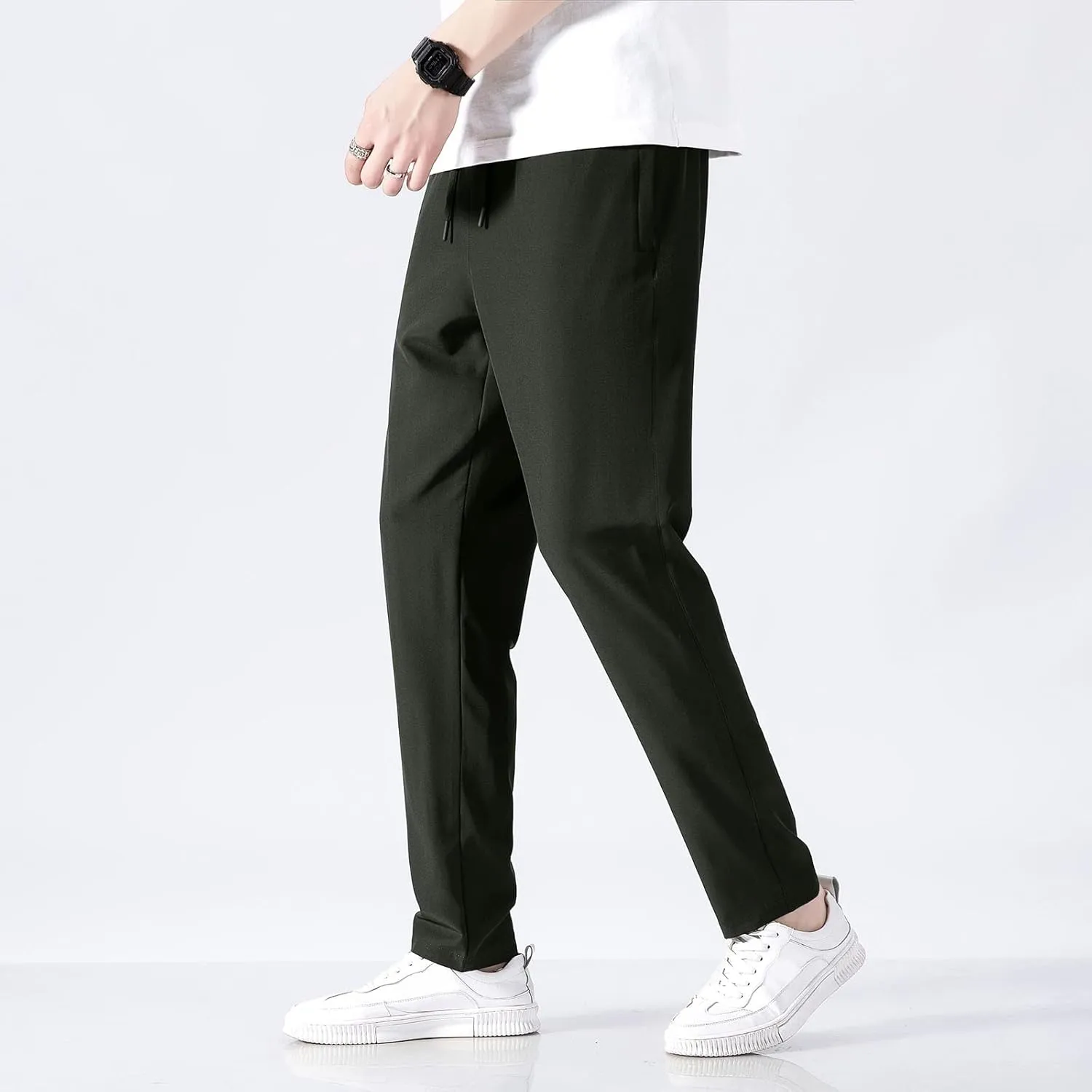 MIDOO Cargo Pants for Men Casual Drawstring Elastic Waist Sweatpants Regular Jogger Pants Loose Workout Trousers Pockets