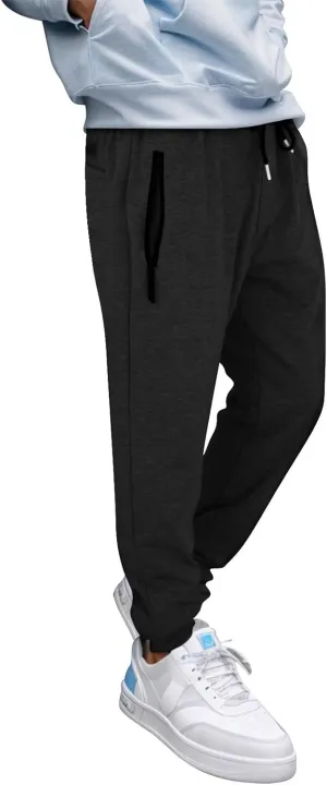MIDOO Mens Fleece Sweatpants Tall Casual Solid Jogger Pants Lightweight Breathable Joggers Straight Leg Workout Pants