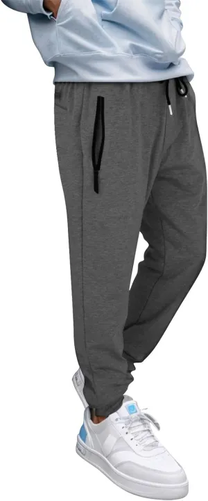 MIDOO Mens Fleece Sweatpants Tall Casual Solid Jogger Pants Lightweight Breathable Joggers Straight Leg Workout Pants