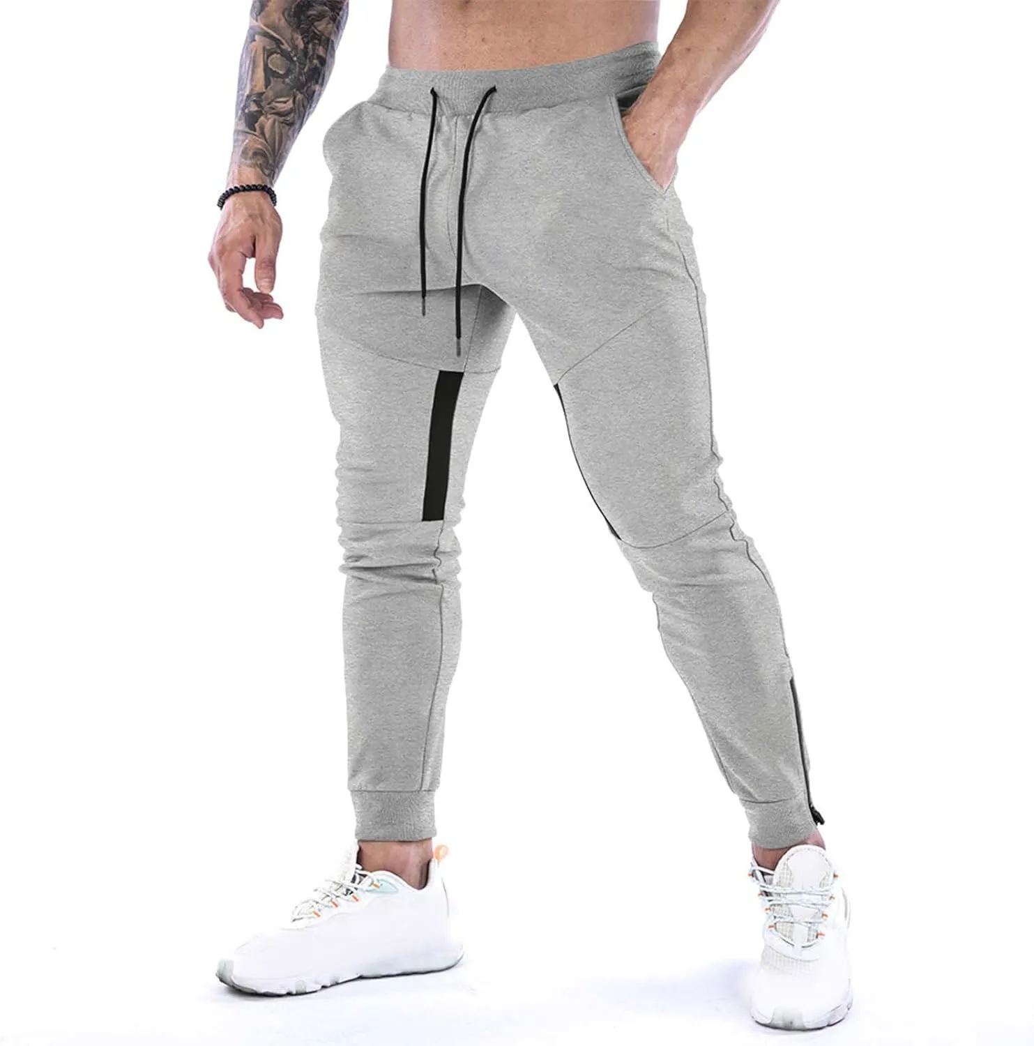 MIDOO Mens Fleece Sweatpants Tall Casual Solid Jogger Pants Lightweight Breathable Joggers Straight Leg Workout Pants