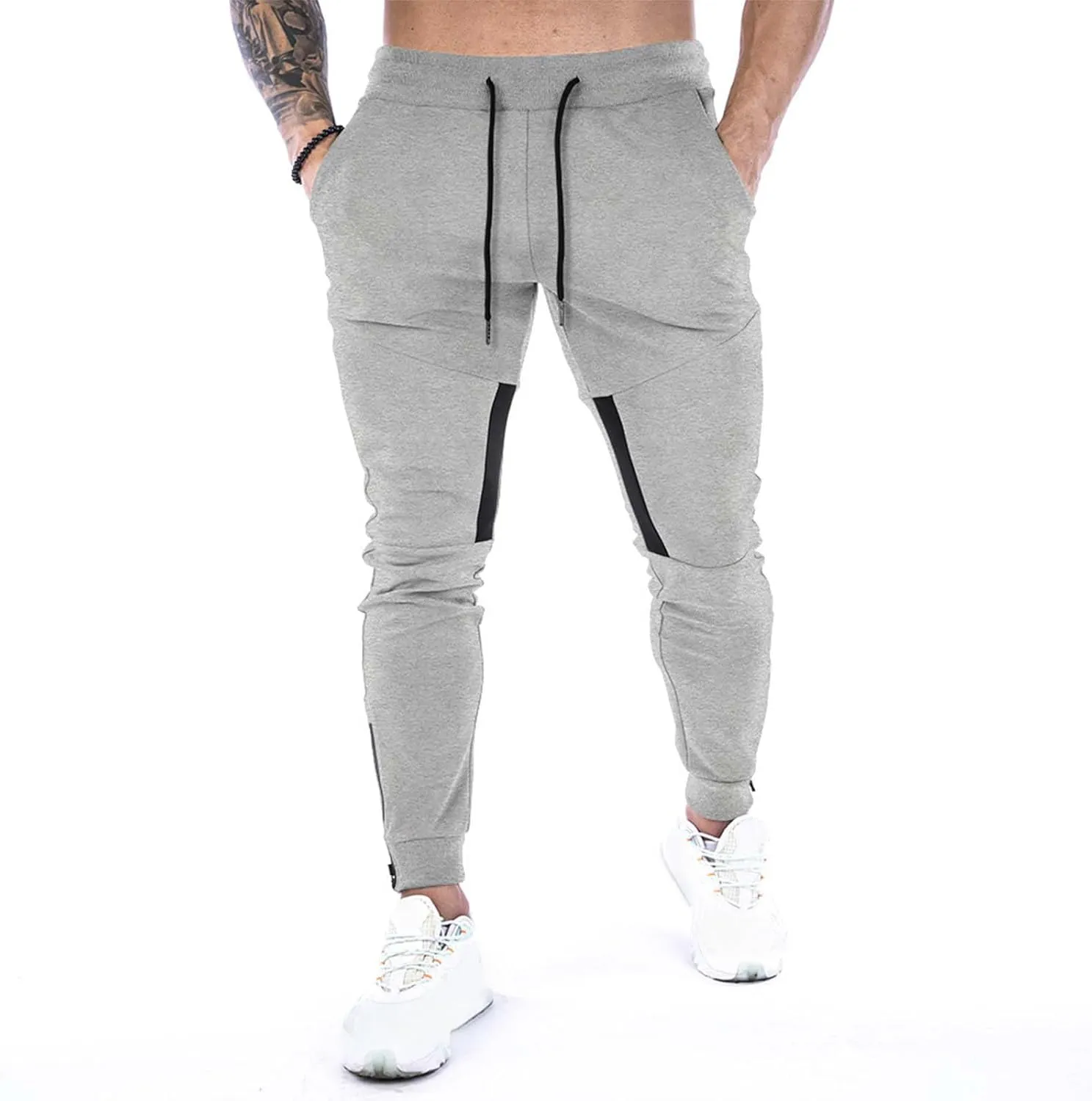 MIDOO Mens Fleece Sweatpants Tall Casual Solid Jogger Pants Lightweight Breathable Joggers Straight Leg Workout Pants