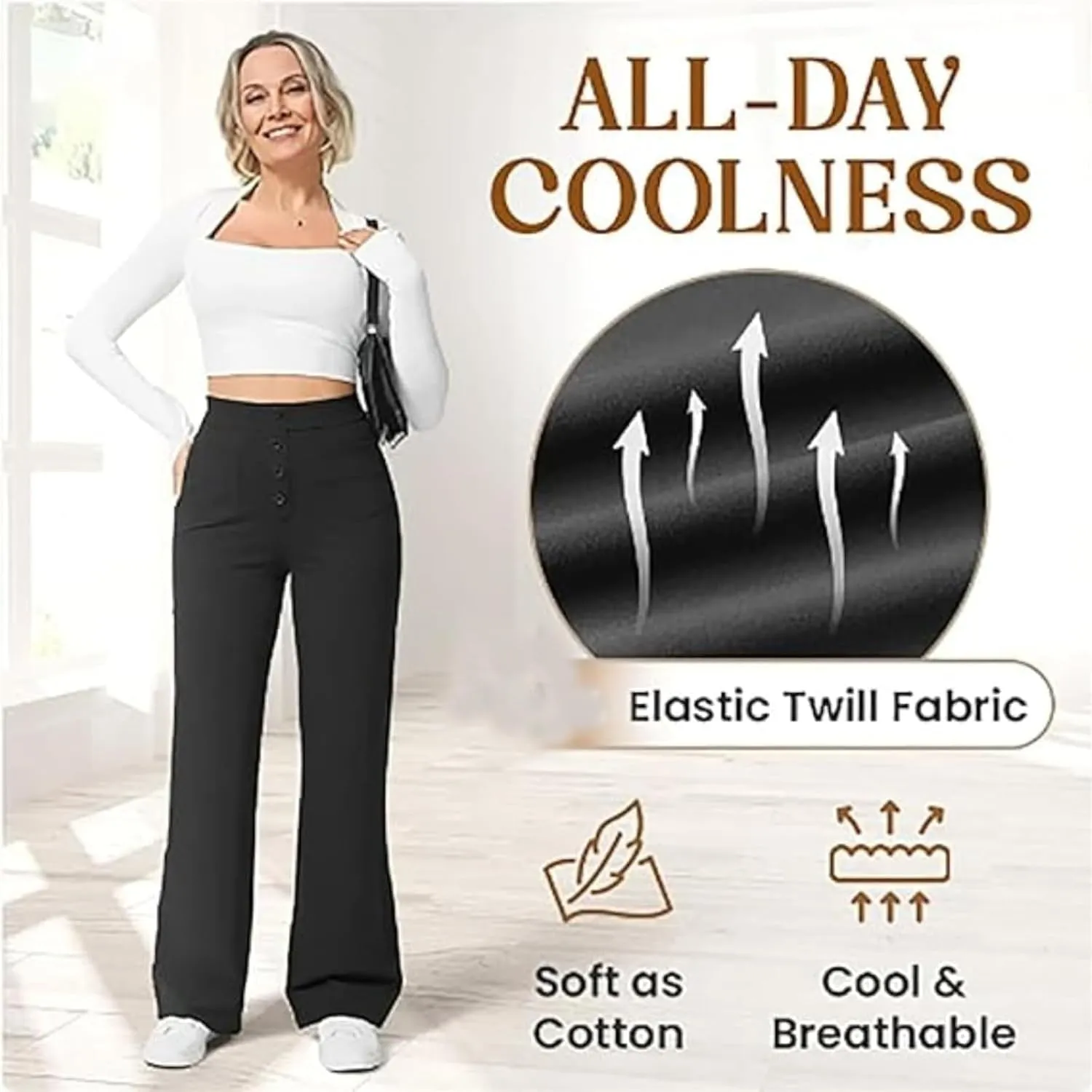 Miracharm Pants, Flexipants - Women's Casual High Waist Stretch Pants, High-Waisted Elastic Casual Pant for Women