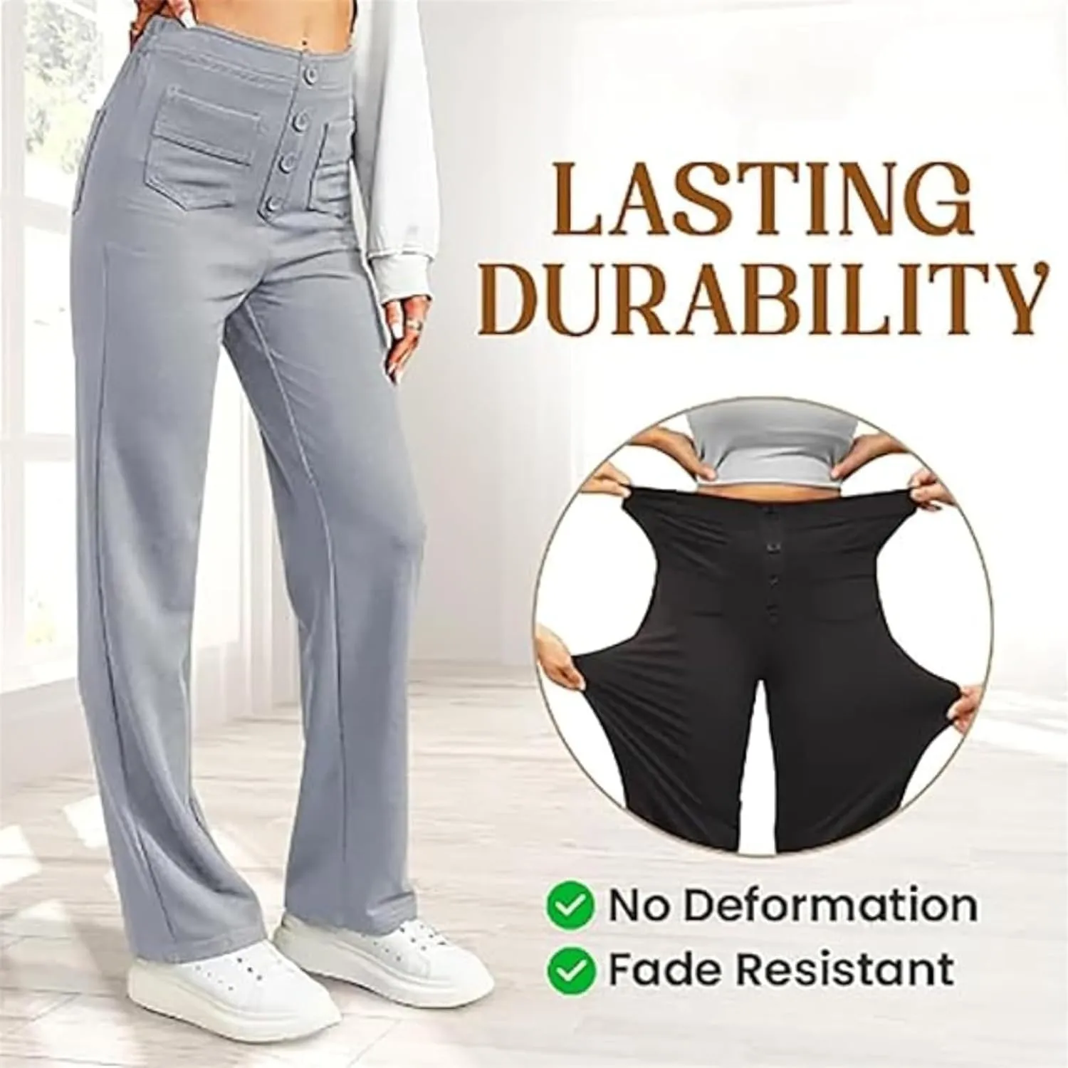 Miracharm Pants, Flexipants - Women's Casual High Waist Stretch Pants, High-Waisted Elastic Casual Pant for Women