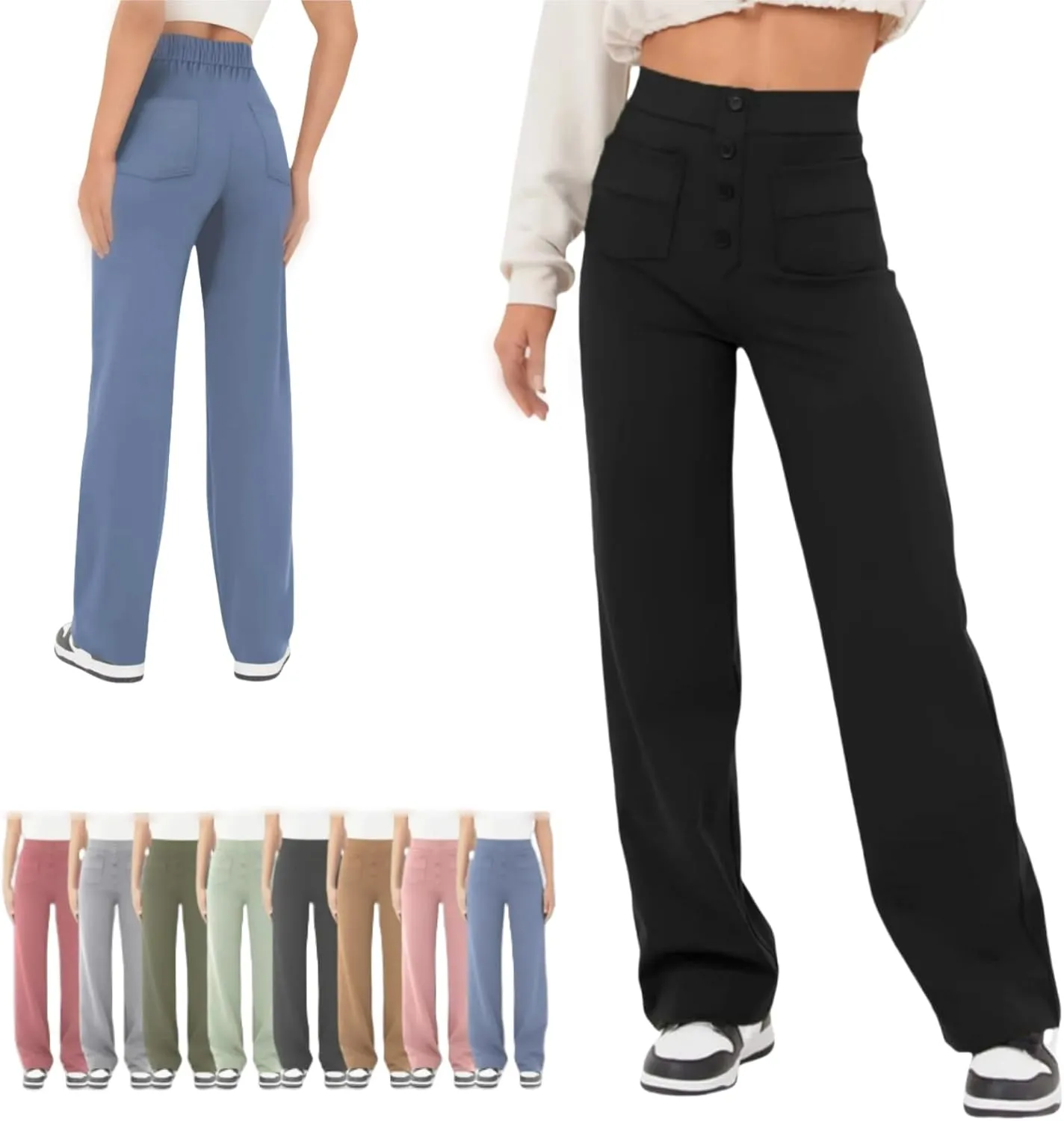 Miracharm Pants, Flexipants - Women's Casual High Waist Stretch Pants, High-Waisted Elastic Casual Pant for Women