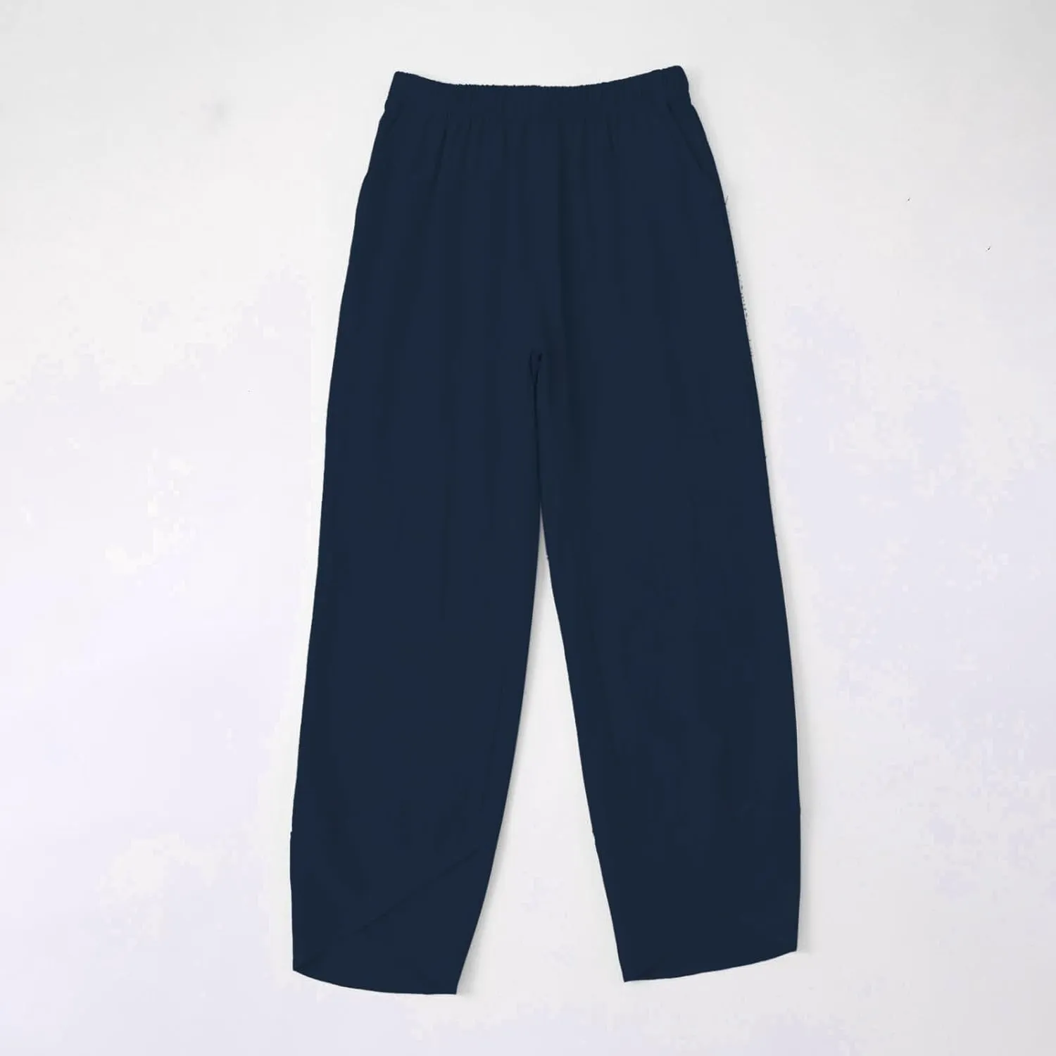 Miyaomn Linen Pants for Women Casual Summer Elastic Waist Capri Pants Solid Color Loose Wide Leg Cropped Trousers with Pocket